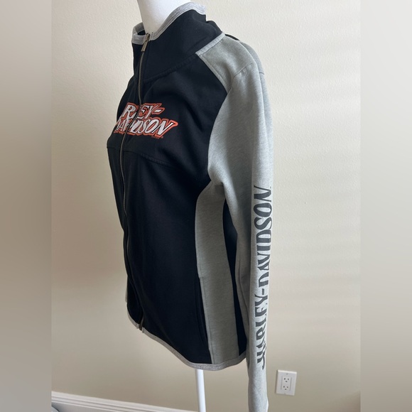 Harley Davidson Women’s Black Grey Full Zip Sweatshirt Large New Braunfels Texas - Picture 3 of 11
